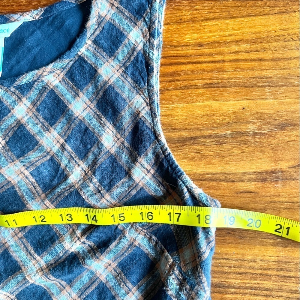 Sundance Town & County Dress Sleeveless Blue Plaid Bias Cut Asymmetrical Size 6 - Picture 12 of 14